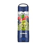 nutribullet Portable, Smoothie Maker to go, 475 ml BPA-freier Becher, kabellos, wiederaufladbar für 15+ Mixvorgänge, tragbarer mini Mixer für mix & go, zerkleinert Eis & Obst, Blau, NBP003NBL