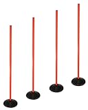 SPORTIKEL24 4 x Scheibenfuß Slalomset mit Stange 100 cm Farbe Rot