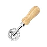 ShanBye Nudelschneider-Rad mit Holzgriff Gezähnter Teigrad Ravioli-Stempelmacher Presse Pizzaschneider Professionelles Pizza-Gebäck-Werkzeug mit geriffeltem Rand für Privat- und Restaurantküchen