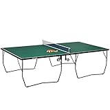 SPORTNOW Tischtennisplatte, Klappbar Tischtennistsich inklusive Tischtennisnetz, Rollen, 2 Tischtennisschlägern und 3 Bällen, Stahl, Grün, Tischtennistisch für Outdoor Indoor 274 x 152,5 x 76 cm Grün