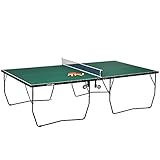 SPORTNOW Tischtennisplatte, Klappbar Tischtennistsich mit Netz, Rollen, 2 Tischtennisschlägern und 3 Bällen, Stahl, Grün, 274 x 152,5 x 76 cm