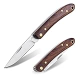 FLISSA Taschenmesser Klappmesser mit edlem Holzgriff, Outdoor Messer mit 7Cr17MoV Klinge, Ohne Verriegelung, Leicht & tragbar, Geschenkverpackung – für Camping, Alltag & Outdoor
