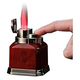 WANFANK Winddichtes Tischfeuerzeug aus Metall mit Butangasfüllung und roter Flamme, gasgefülltes Tischfeuerzeug mit 4 Anschlüssen