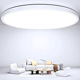 Deckenlampe Led Deckenleuchte Flach Rund - Ø30CM 24W 6500K 2400LM Kaltweiß Modern Küchenlampe Badlampe Led Deckenlampe Wohnzimmer Lampe Decke für Küche Schlafzimmer Badezimmer Kinderzimmer Flur Keller