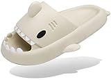 Unisex Hai Badelatschen Sommer Hausschuhe Badeschlappen rutschfeste Dusch Badeschuhe Strand Sandalen Damen Herren Cloud Shark Slides Slippers, Beige, 38/39 EU