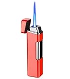 Winddichtes, nachfüllbares Feuerzeug mit Jet-Fackel, einstellbare Flamme, Feuerzeug for Camping, Wandern, kompakt, tragbar, Starke Flamme(Red)