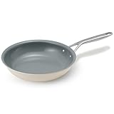 BLAZANT Keramik Pfanne Induktion 24 cm, Antihaft Bratpfanne beschichtete für alle Herdarten, Keramikpfanne ohne PTFE und PFOA, mit Gussstahlgriff, Beige