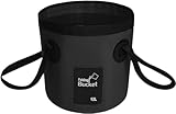 Eimer faltbar, 12L angeleimer,Tragbarer Camping Eimer mit Griff, Ultraleichter Outdoor-Waschbecken-Angeleimer, Faltbarer Eimer zum Angeln, Camping, Wandern, Autowäsche und mehr,Schwarz