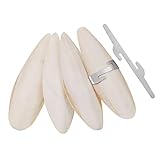 Bohoman 4 Stück Sepiaschalen Papageien Kauspielzeug Vögel Kauen Spielzeug mit 2 Stück Metallhalter Tintenfische Sepia Knochen für Papageien Vögel Reptilien Schildkröten Schnecken,12-14cm