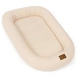 PaLulli® Extra Großes Babynest 100x60 cm Baumwolle | Beidseitig nutzbares Kuschelnest für Babys | Handgefertigt, Atmungsaktiv & Sicher (Beige)