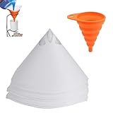 160 Stück Lacksiebe, Papier Lackfilter mit Faltbarer Silikontrichter Lacksieb Farbsieb 100 Mesh Filter Filterkegel Filterpapier für Autolack Lacken Farben