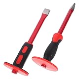 DEARMAMY Teiliges Betonmeißel Set mit Handschutz Robuster Steinmeißel und Flachmeißel aus Chrom vanadium stahl Ergonomisch Rutschfest Stoßdämpfend für Mauerwerk Metallbearbeitung