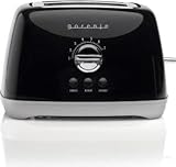 Gorenje T900RLBK Toaster Retro Collection/2 Toastschlitze/7 Stufen/Brötchenaufsatz/Einstellbare Bräunungsstufen/Bräunungstufen Thermostat/Auftaufunktion/Automatischer Auswurf/Rutschfest/Schwarz
