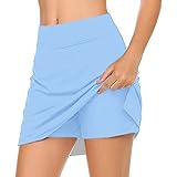 Sommer Filme Damen Casual Solid Tennisrock Yoga Sport Active Rock Shorts Rock Vorne Hinten Hose (Sky Blue, S)