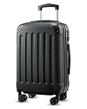 YOETEY Handgepäck Koffer mit Rollen, ABS Hartschale Trolley mit TSA Schloss, Schwarz, 57x37x23 cm