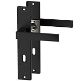 ERGO line CUBE Schwarz Türbeschlag Türgriff für Zimmertüren Langschild Drückergarnitur, Türbeschlag, Türklinke, Türklinke Schwarz, Türdrücker