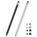 Tablet Stift MEKO Touchscreen Stift 2 in 1 Gummi Stylus Touch Pen für alle Handys/Tablets iPhone i-Pad Pro Mini iWatch Samsung Huawei Xiaomi Surface Chromebook usw. Schwarz+Silber