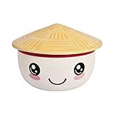 Elbenwald Kawaii Schale mit Deckel für Anime Fans Ramen-Bowl Müslischale rundumbedruckt 550 ml Keramik weiß