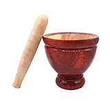 HYKJCSS Robustes Mörser mit Stößel Dai Stil Mörser Haushalt Holz Knoblauch Stampfer Pfeffer Mörser Stößel Set Mahlen von Gewürzen