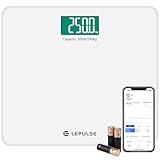 Lepulse S5 Digitale Personenwaagen Waage 250kg mit Gewicht und BMI, Smart Körperwaage mit App Sync via Bluetooth, Gewichtswaage für Menschen mit Extra Breiter Plattform