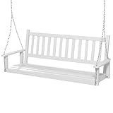 COSTWAY Hängebank aus Massivholz, 3-Sitzer Gartenschaukel zum Aufhängen, Hollywoodschaukel bis 360 kg belastbar, Outdoor-Schaukelbank für Terrasse, Garten, Hof, Weiß, 168 x 65 x 63 cm