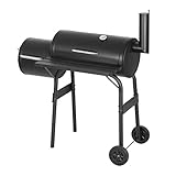 Laneetal Griller Outdoor, Holzkohlegrill mit Deckel, Grillwagen mit Rädern, Kohlegrill mit Arbeitsfläche, Gartengrill aus Metall, Campinggrill Schwarz