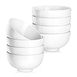 MALACASA, Serie Regular, 8-teilig Porzellan Cremeweiß Müslischalen Set, 450ml Suppenschüssel Reisschale Bowl Schüssel, Snackschale Dessertschale für Salat, Suppen, Ramen, Obst usw. 12,7x12,7x6,2cm