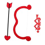 Baluue Cupid Kostüm Set mit Herzförmigem Bogen und Pfeil Leichtes Valentinstags Cosplay Zubehör mit Federbrille Partydeko für Valentinstag Fotobox Einheitsgröße