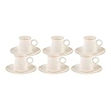 Karaca Wing Kaffeetasse für 6 Personen 80 ml Mochatassen-Espressotassen Set aus Porzellan, Robuste Mokkatasse, Dicker Trinkrand, Material Porzellan