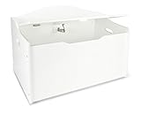 Leomark Kinderbank Hölzerne - Classic White XL - Kindertruhenbank, Behälter für Spielzeug, Truhe für Kinderzimmer, Kindermöbel, Sitzbank Höhe: 46 cm