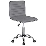 Yaheetech Bürostuhl ohne Armlehne, ergonomischer Schreibtischstuhl, höhenverstellbarer Drehstuhl, 360° drehbar Arbeitsstuhl, aus Kunstleder, für Arbeitszimmer Home Office Chair