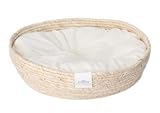 Dehner Premium Lovely Kuschelbett Guter Schlaf, Ø 45 cm, Höhe 13 cm, Naturmaterial/Plüsch, weiß/beige