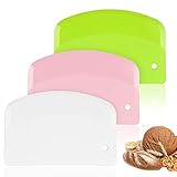 Vicloon Teigschaberkarte Kunststoff, 3 Stück Schüsselschaber, Dough Scraper Plastic, Teigschneider für Teigkuchen, Pizza, Backwerkzeug (Grün/Weiß/Rosa)