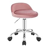 WOLTU Bürohocker mit Rollen, Drehhocker höhenverstellbar, Rollrocker mit niedriger Rückenlehne, Arbeitshocker Rosa, Sitzhöhe 43-54,5 cm Samt BS127rs