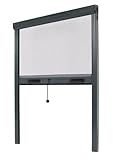 Fliegengitter Insektenschutzrollo Aluminium für Fenster - Anthrazitgrau, B125 x H160cm - Fiberglas Fliegengitternetz - Fliegengitterrollo Insektenschutz