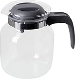 wenco Glaskanne 1,25 l - Ideal für Tee, Kaffee und Kaltgetränke, hitzebeständig, mit Deckel und Ausguss-Öffnung - Spülmaschinenfest und bruchsicher - Transparent/Grau