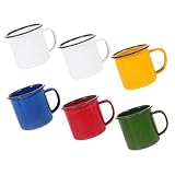 Gadpiparty 6 Stück Teiliges Dickwandiger Emaille Becher Bunte Wasser Heißgetränketassen Vintage stil für Zuhause Kaffee Tee Cocktails Geeignet als Geschenk für Familie und Freunde