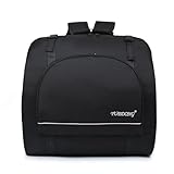 REIJAX Rucksack Akkordeontasche aus Oxford-Stoff für Akkordeon, Gepolsterte Akkordeon Koffer Gigbag Rucksack mit Schultergurte, Zubehör Tasche, Unisex Instrument Tragetasche-Black||80-96 bass
