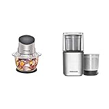 Rommelsbacher MZ Multi Zerkleinerer 400-kraftvoller Motor, Glasbehälter, schwarz/Chrom gebürstet, 400 Watt, 1 Liter & Gewürz und Kaffee Mühle EGK 200-2 Edelstahlbehälter, Füllmenge 70 g, 200 Watt