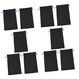 GLEAVI 25 Stück Skibrillen und Schwimmbrillentäschchen 17X75cm aus Fusselfreiem Material mit Kordelzug Schwarz Leichte Brillenaufbewahrungstaschen für Reise und Sport