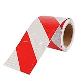 Rot Weißes Reflektorband, 10cm x 10m Hochintensives Reflektierendes Klebeband, Wasserfestes Auffälligkeitsband, Hoher Sichtbarkeit Warnklebeband, Sicherheitsklebeband für Garages Usines