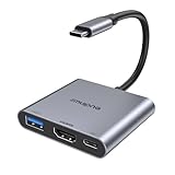 USB C HDMI Adapter, USBC Digital AV Multiport Hub mit 4K HDMI, USB 3.0 Anschluss, Type-C 100W PD für iPad, MacBook, iPhone 15 Pro Max/15 Pro,Samsung S24/23, Dell, Windows, Surface