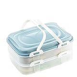 Kuchen transportbox, Cupcake, Muffin Party Container Kuchenbehälter Lebensmittel Transportbox XL mit 2 Etagen und klappbaren Griffen, Farbe: Blau