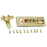 Volakebeing Zahlenschloss-Set, 6529 mm, feste Überfalle, für Holzkisten, Vintage-Koffer, Schmuckkästchen, Weinkoffer, Werkzeugaufbewahrung, Sicherheitsschloss mit Schrauben, Gold, Silber (gelb links)