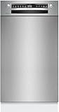 Bosch SPU4HMS10E, Serie 4, Smarter Unterbau-Geschirrspüler 45 cm, Besteckschublade, Extra Trocknen, SpeedPerfect Plus, hygienische Reinigung, Programmassistent, höhenverstellbarer Oberkorb, Edelstahl