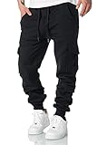 REPUBLIX Herren Cargo Sweatpants Sporthose Jogginghose Jogger Trainingshose R6102 Schwarz L