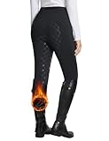 baleaf Damen Winter-Reithose Fleece-Reithose Vollbesatz Reithose Reißverschluss-Taschen Leggings Schwarz M