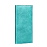 LLi Cufite Scheckbuchhülle aus Leder für obere und seitliche Tränenregister, doppelte Schecks mit Kunststoffeinsatz, Klappe, Stifthalter, schmaler Geldbeutel, Kartenhalter für Männer und Frauen,