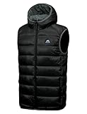 Mapamyumco Herren Daunenweste leichte wasserdichte lässige Outdoorjacke mit Kapuze, ärmellose Daunenjacke Schwarz XL