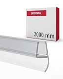 Gedotec Mittel-Dichtung 180° | 1 Stück | Duschtürdichtung mit seitlicher Duschlippe | Länge: 2 m | Duschdichtung 6 mm - 8 mm | Glasbodendichtung PVC wasserabweisend | Duschkabine Dichtung Duschtür